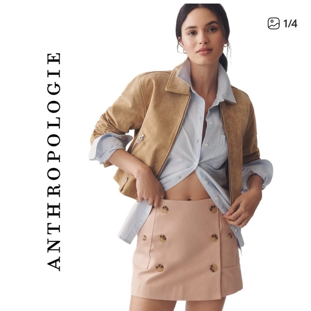 Anthropologie Maeve Button Front Trench Skort 12